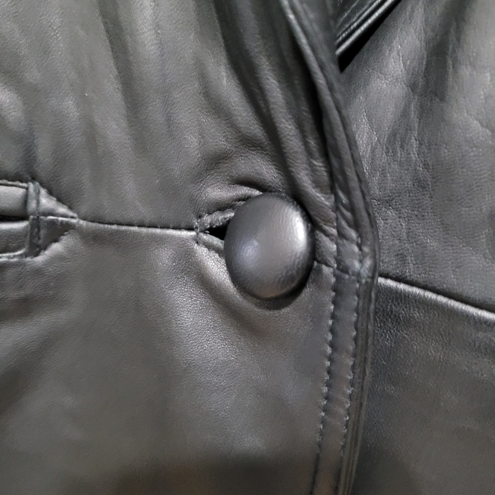 Vintage Leather Black Women's 1980's Jacket Blazer Retro shoulder pads - Picture 5 of 16